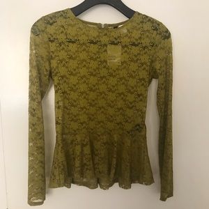 H&M lace olive green blouse (8)